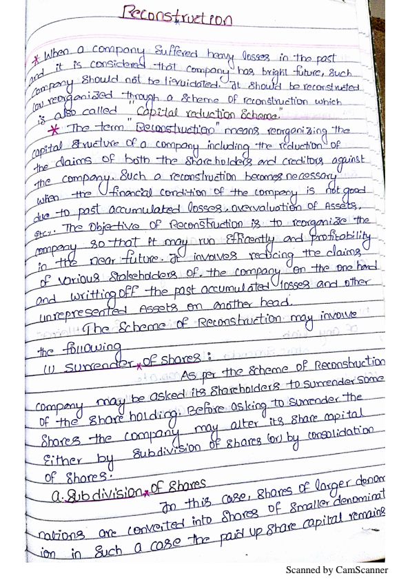 Internal Reconstruction Handwritten Notes