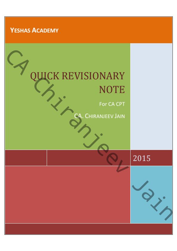 Accounts Revision Notes
Last Minute Revision
Charts
Short Notes
Most IMP