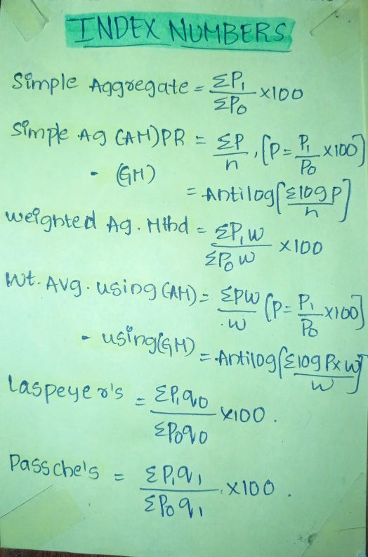 Index numbers formulas for ca foundation 