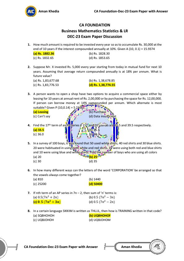 MSLR (Suggested answers)
December 2023