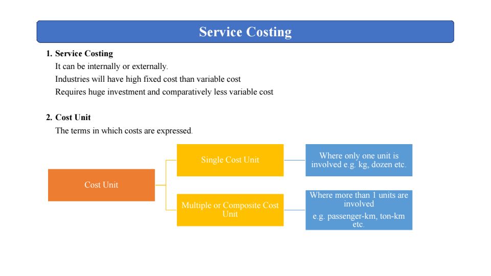 Service costing - summary notes 