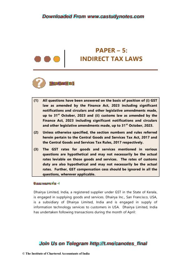 Indirect tax case scenario notes

A government imposes a sales tax on imported goods, leading to higher prices for consumers and potentially affecting domestic industries' competitiveness.