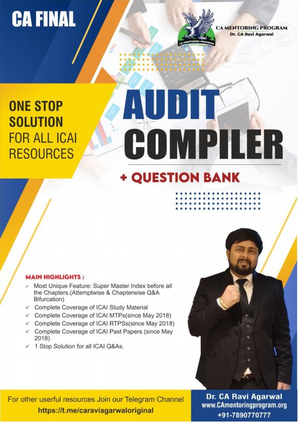 Advanced Audit - Chapter wise Question Bank

An audit chapter-wise question bank includes a collection of questions organized by audit topics or chapters, providing a structured way for students or professionals to practice and assess their understanding of audit concepts.