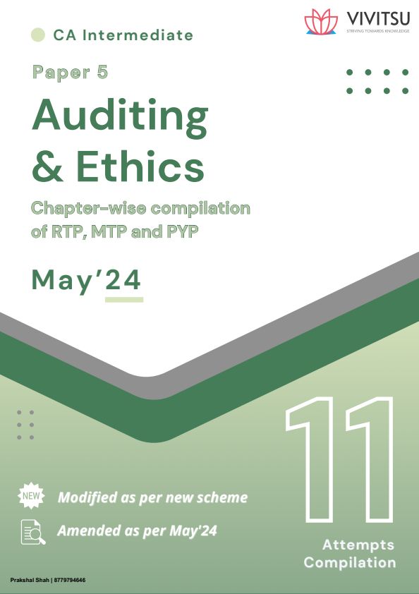 Audit chapter wise RTP MTP PYQ including MCQ and true false from last 6 attempts. Sufficient for practice and boosting confidence.
Follow for more