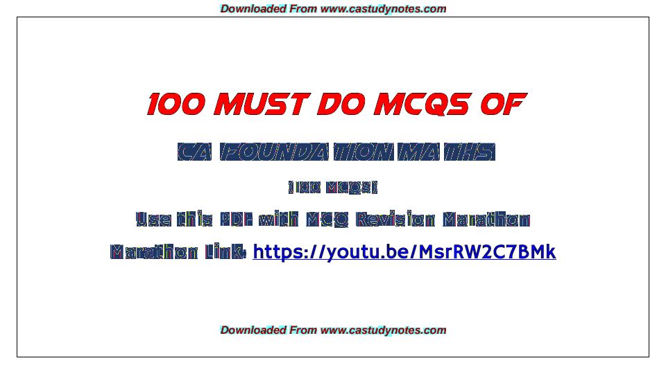 100 imp MCQs maths 