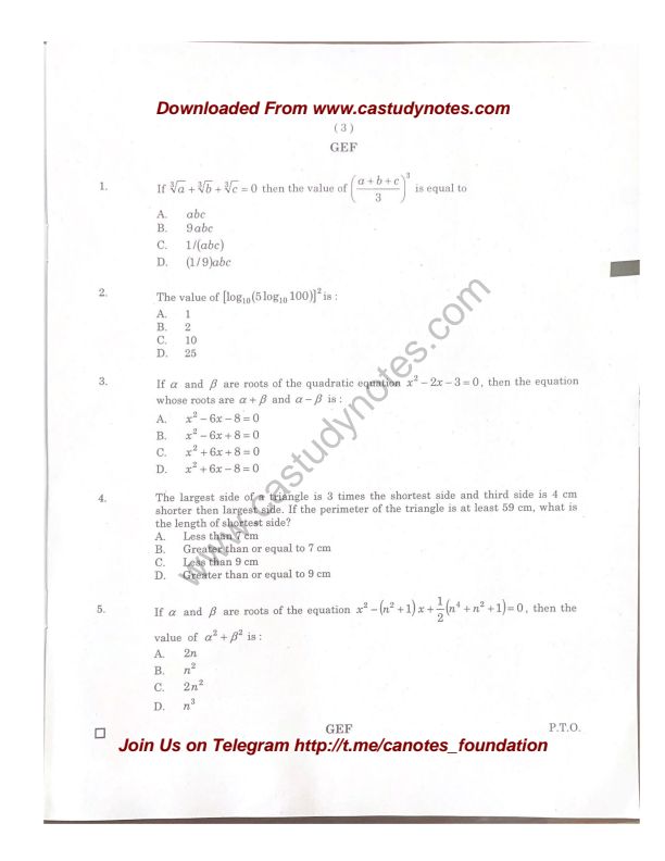 ICAI PYQ ( Paper-3 Quantitative Aptitude )
June-23 Foundation exam's Question Paper !