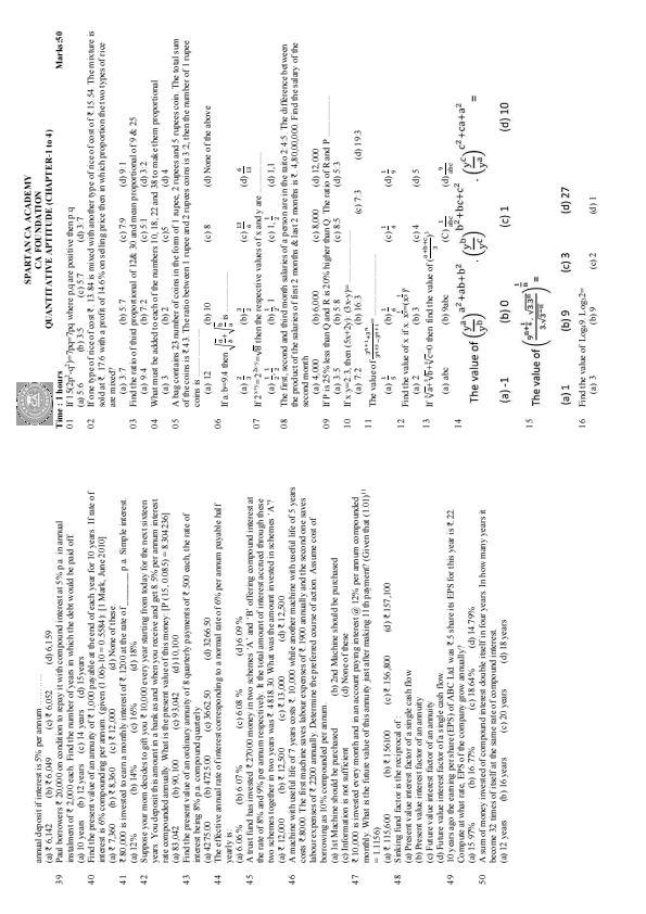 Ca foundation maths first four chapters test paper try it better better performance 