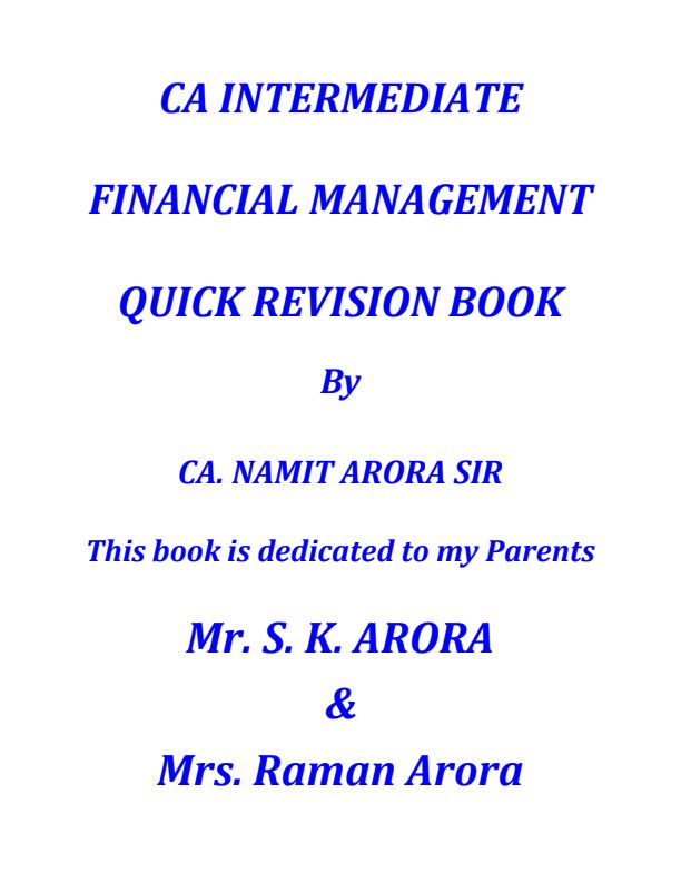 FM Quick Revision Book by CA Namit Arora