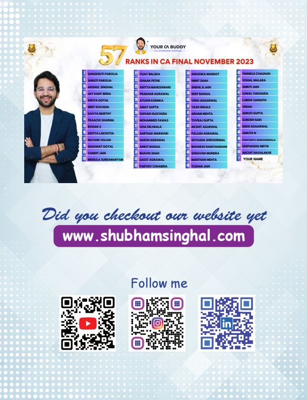 Rapid revision book Or Last day revision book of all the chapters of Law by CA Shubham Singhal sir