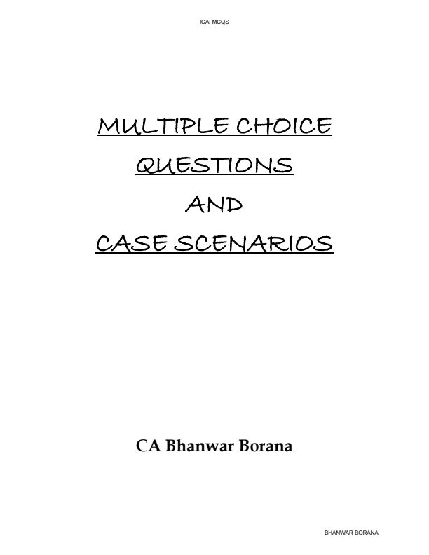 ❇️CA Final Direct Tax ICAI MCQs & Case Scenario for CA Exams :