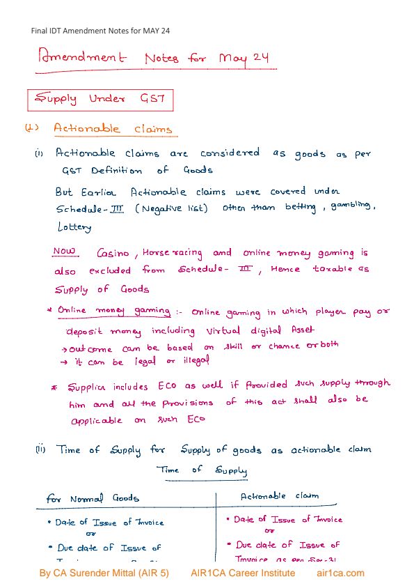 Cash Flow Statement Handwritten Notes 