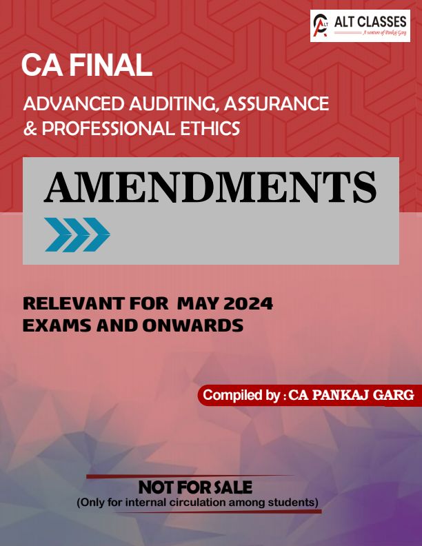 
❇️ CA Final Audit Chapter-wise Additions for - May 2024 Exams 

?‍♂By CA Pankaj Garg 