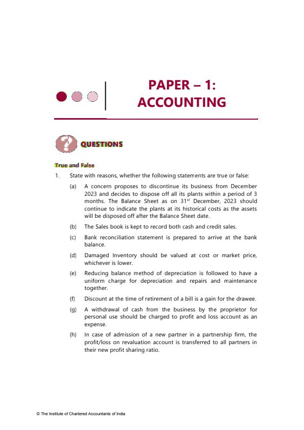 Revision test paper 
CA foundation june 24 
Accounts