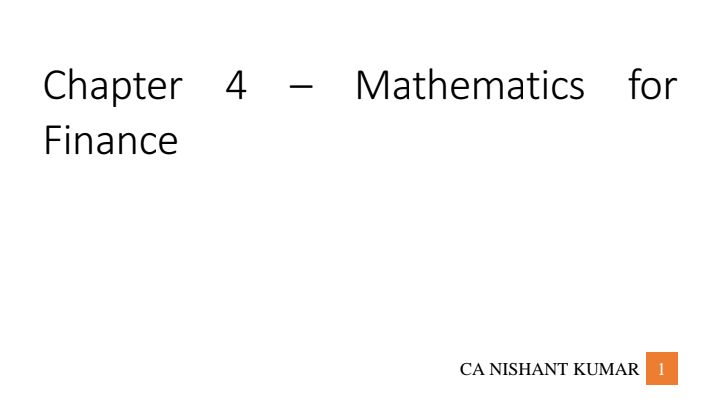 Mathematics for finance formula folw chart  by Ca Nishant Kumar 