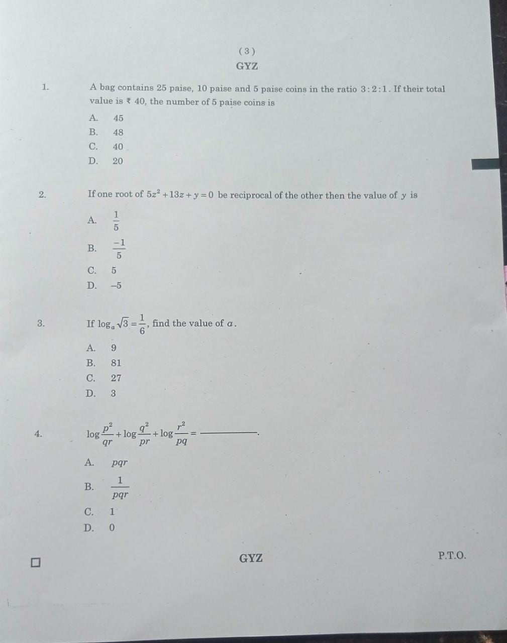 Quantitative aptitude paper nov 2023 
