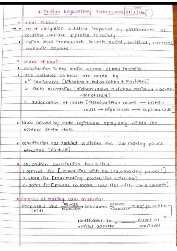 Indian regulatory frame work