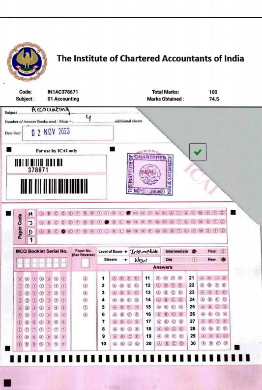 ✅ CA Inter Accounts | 75 Marks Certified Copy | Nov 2023