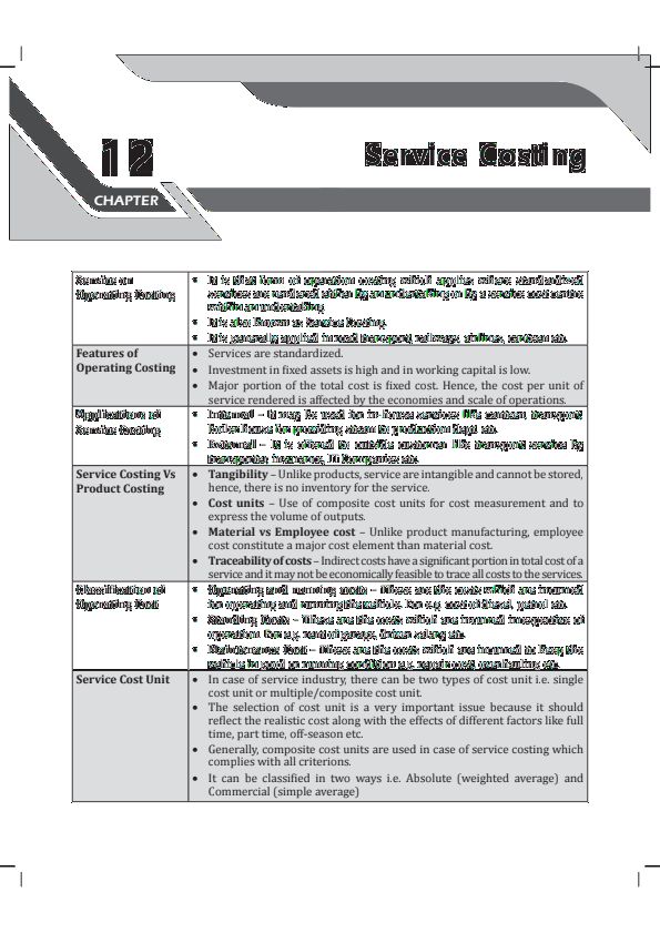 Service Costing Notes by PW