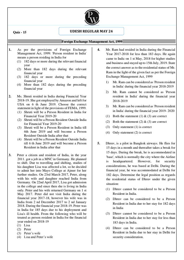Fema act mcq