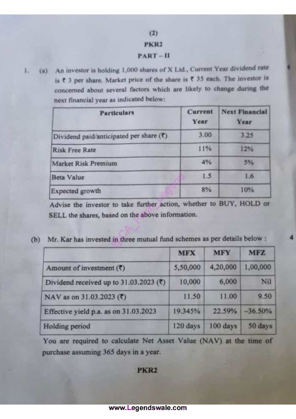 ? CA Final || Advanced Financial Management AFM | Question Paper of May24 Exam ?

