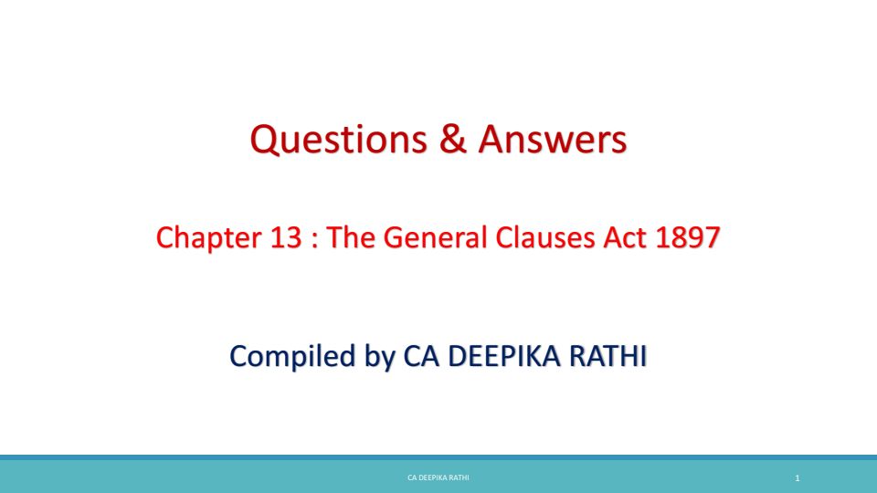 Other Law (general clause act) question bank - Deepika Rathi