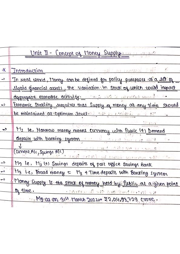 Notes of Money Market [Unit 2] : )