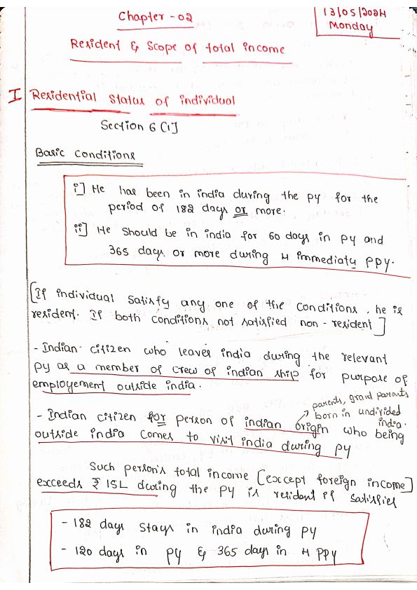 Handwritten Notes-CA inter-Income tax
2. Residential status