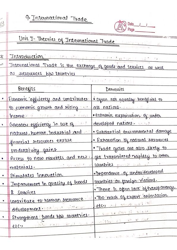 Notes of International Trade[Unit 1] : )