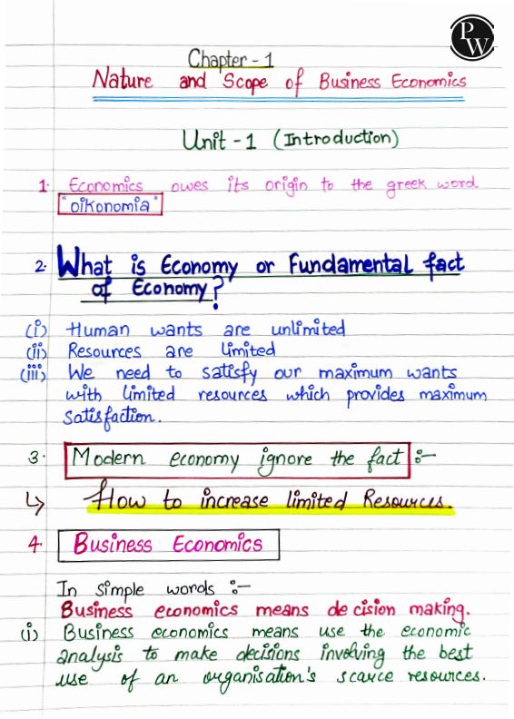 Nature and scope of business economics 
Handwritten notes full chapter 