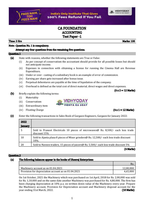 Accounts test paper 1, maybe it's helpful for all 