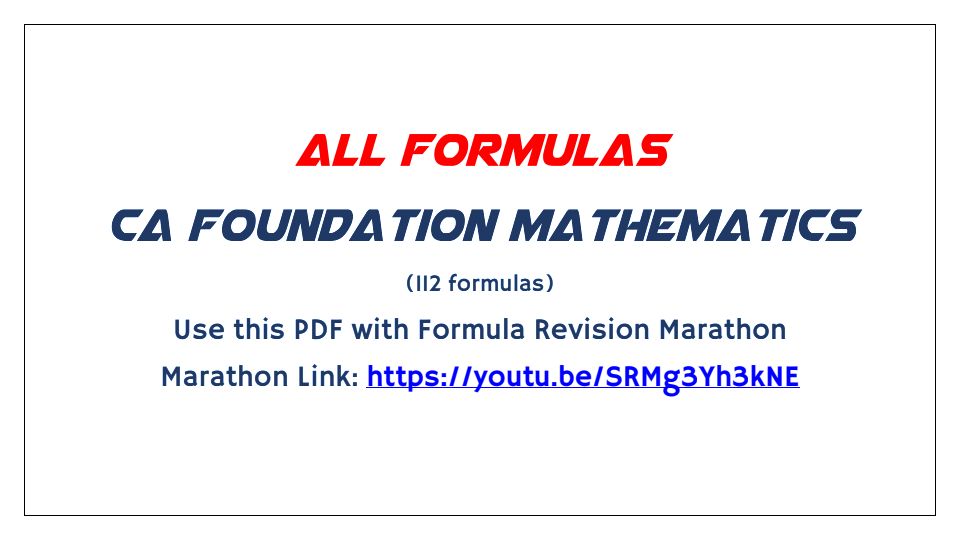                   Maths All Formulas
                   By CA Pranav popat

If you want ca wallah lectures join this telegram https://t.me/+7hWvEbNsz1Q3MzZl
