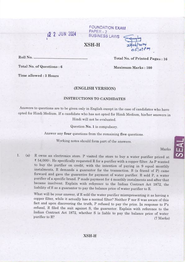 2024 June paper 2 business law question paper 