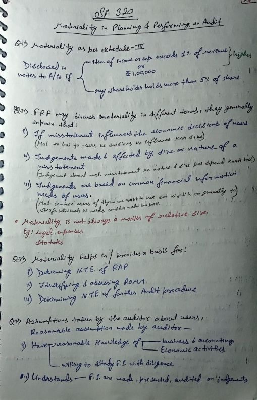 CA Inter Audit SA 320 handwritten notes 