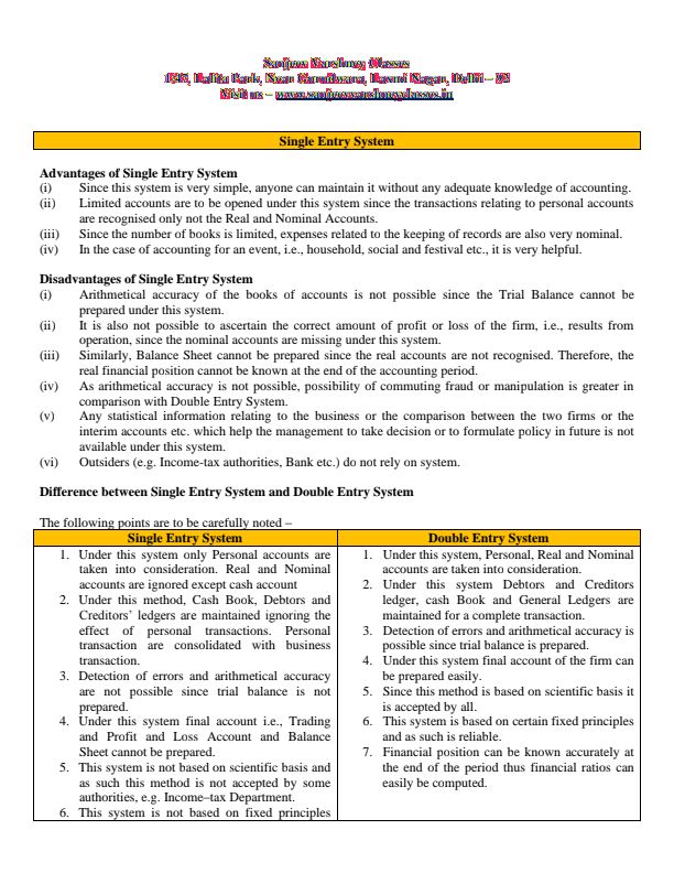 Single entry accounts chapter 9 ca foundation 