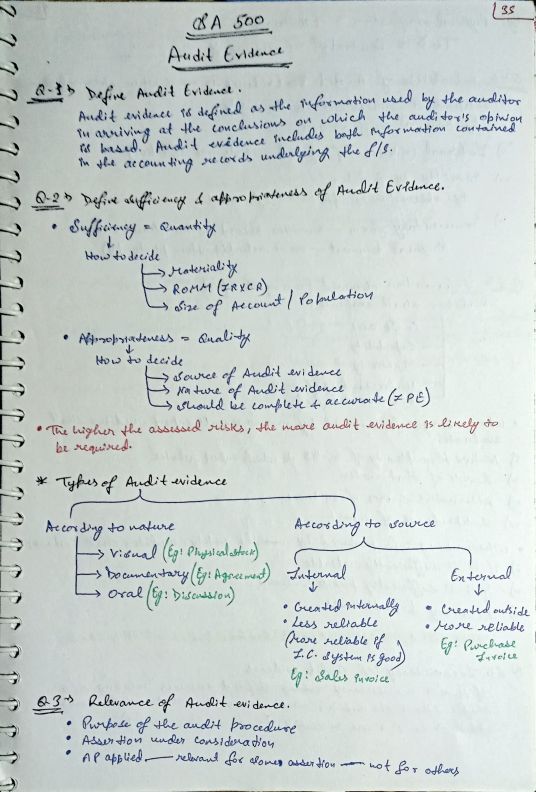 CA Inter Audit SA 500    Handwritten notes 