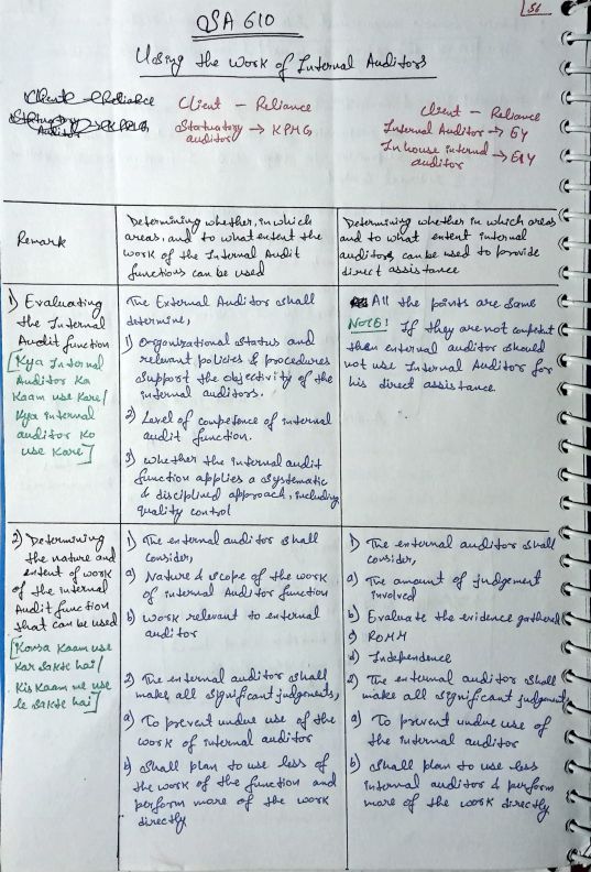 CA Inter Audit SA 610 Handwritten notes 