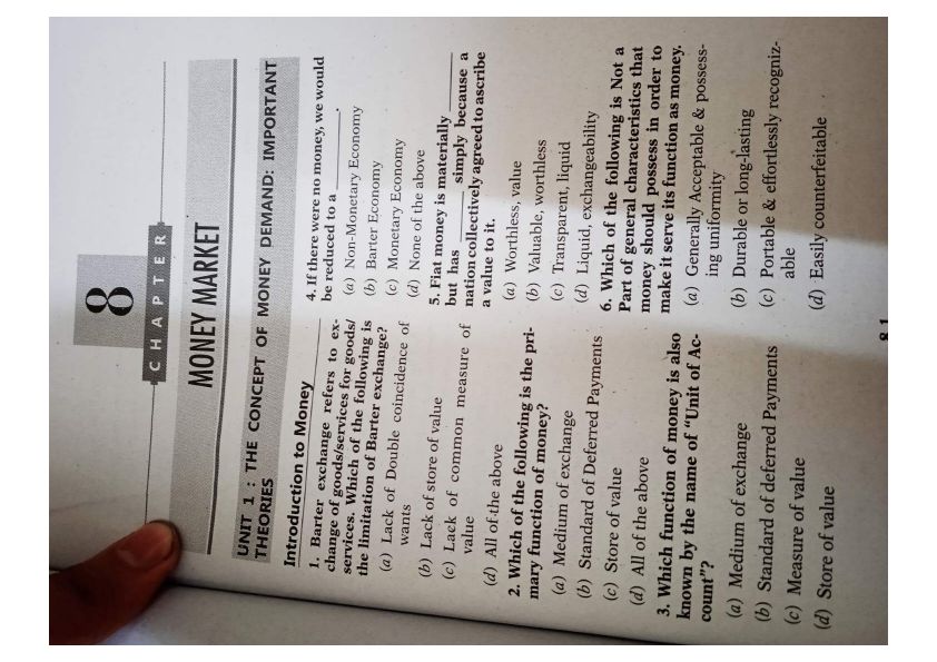 Money market MCQ practice questions 