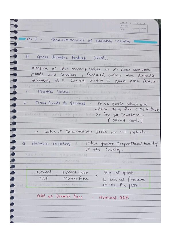CA foundation Economics National income handwritten notes

