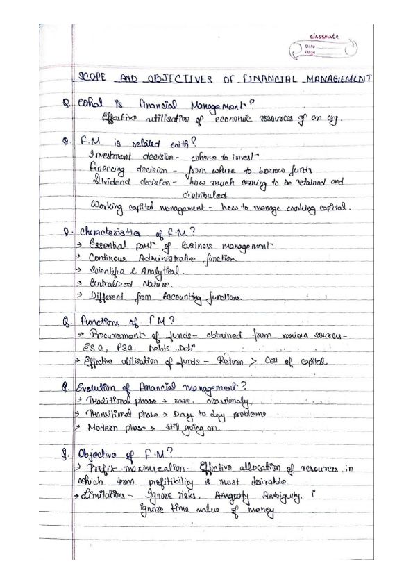 FM scope and objectives of FM notes