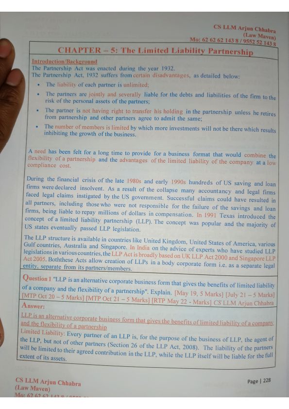 LLP Act, 2008 - Limited Liability Partnership Act | Bulls Eye | Arjun chabbra sir | Latest Edition | New syllabus | Business Laws | CA Foundation 