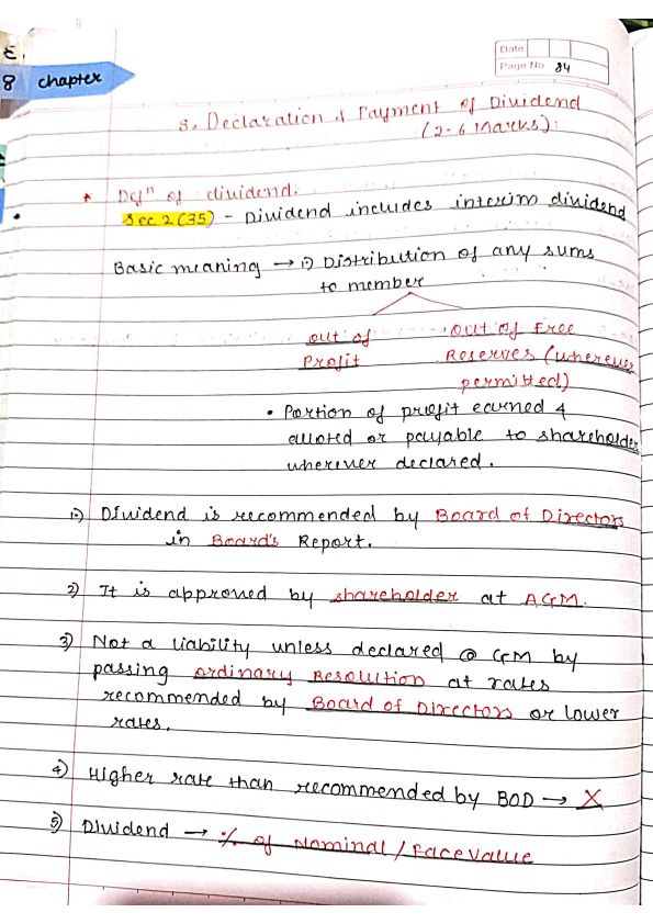 Chapter 8 law  declaration of dividend 
Don't ignore (IEPF) 


