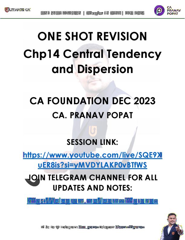 Chapter =14 central tendency and Dispersion ??CA Pranav popat ? ( MTP RTP PYQ)all types questions 