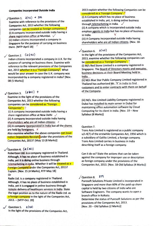 Companies incorporated outside India
CA Intermediate Corporate and other laws 
Past year questions