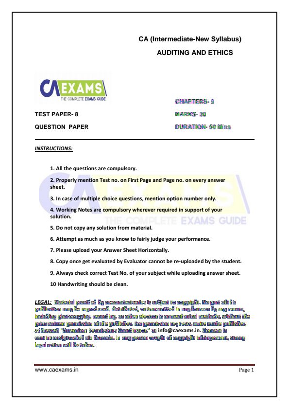 Practice questions for chap 9 audit ca inter 
