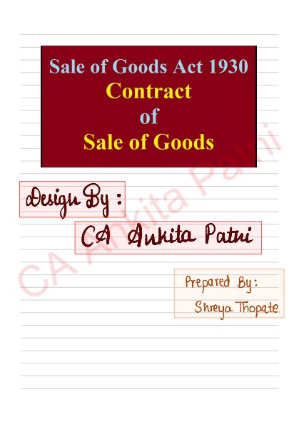 SALES OF GOODS ACT -Unit 1 (handwritten notes)