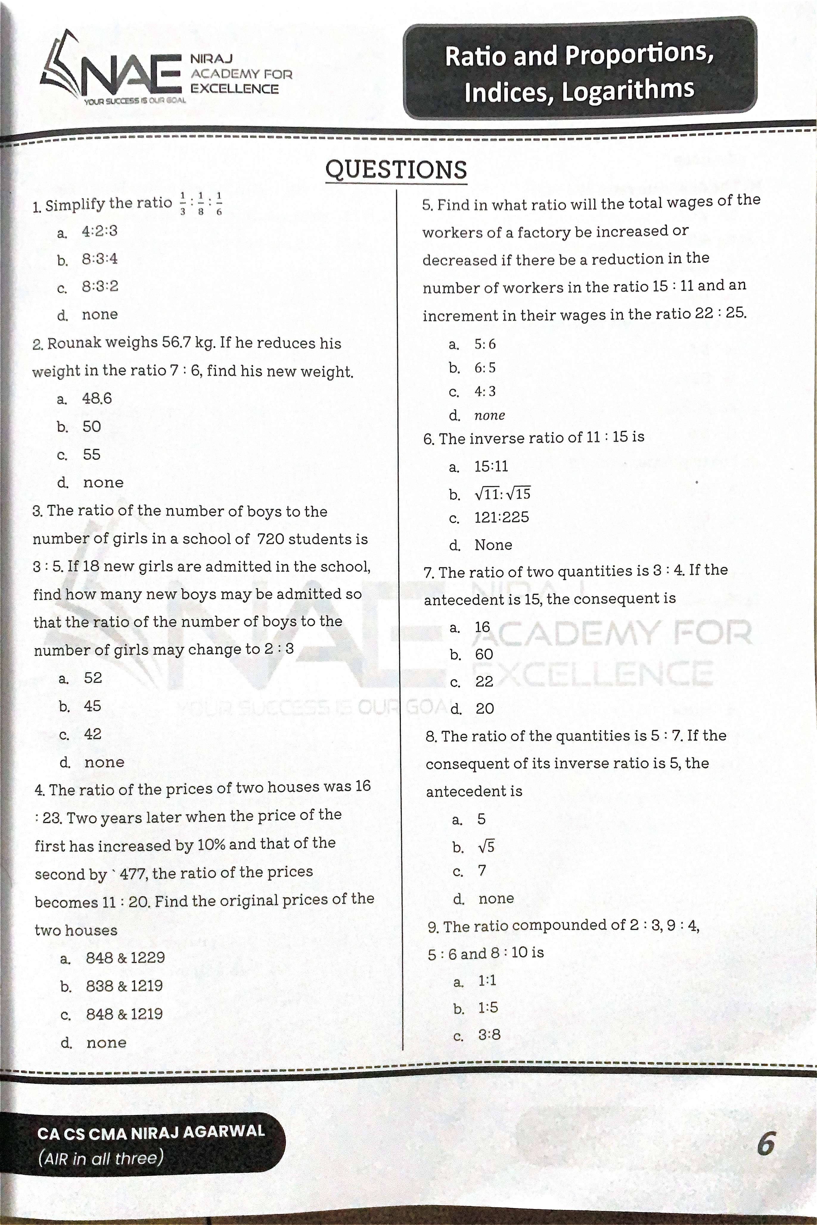 Ratio Proportions practice questions