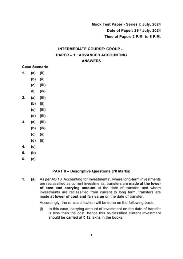 MTP Series 1
29 july 2024
Advanced Accounting 
Suggested answers/solutions