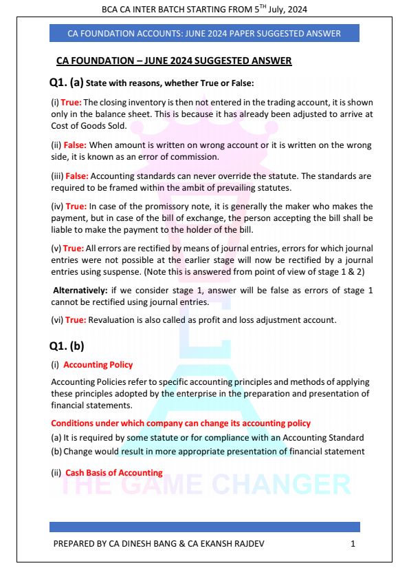 June 24 Account Suggested Answers 