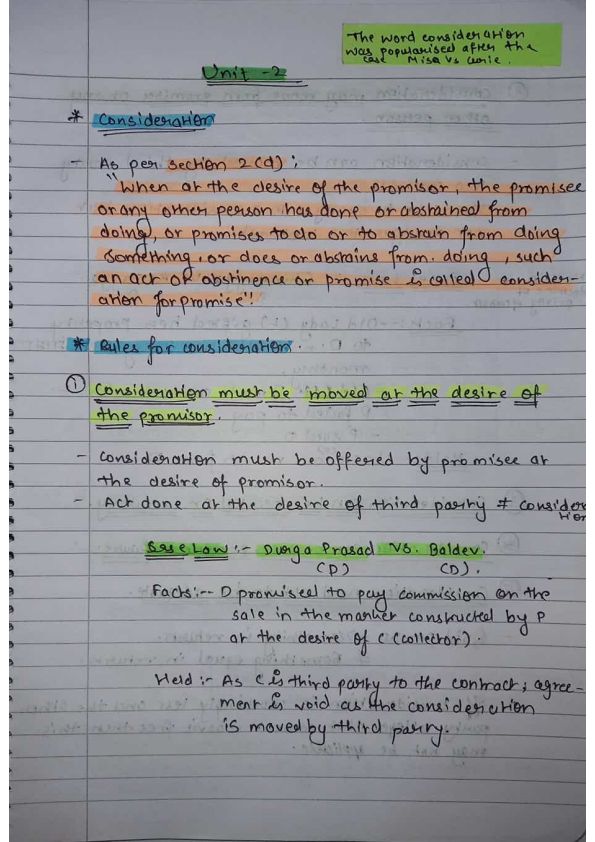 Indian contract act 1872 unit 2 detailed notes with glossary of all sections 