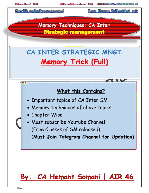SM Memory Tricks 
By Hemant somani sir !!! 